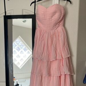 Layered Pink Ruffle Formal Dress